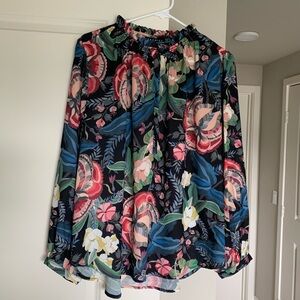 Premise Women's Floral Print 1/4 Button Blouse Top NWT 🌴